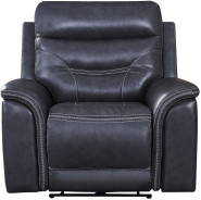 Georgetowne Bullard Power Reclining with Adjustable Headrest Gray Leather by Leather Italia USA