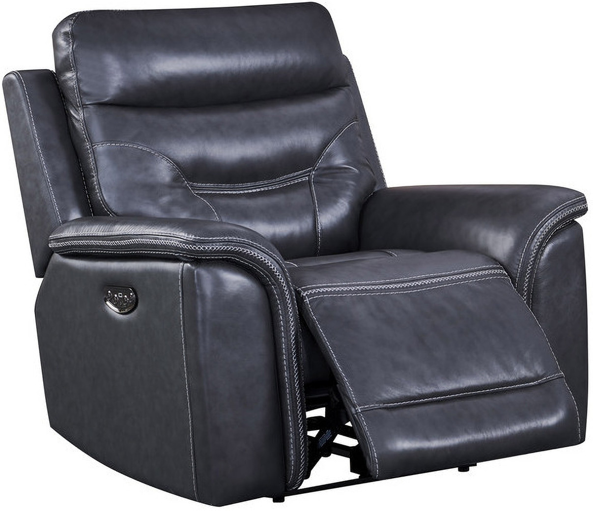 Georgetowne Bullard Power Reclining with Adjustable Headrest Gray Leather by Leather Italia USA