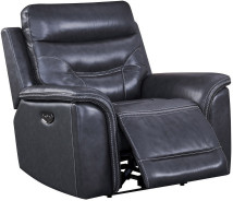 Georgetowne Bullard Power Reclining with Adjustable Headrest Gray Leather by Leather Italia USA