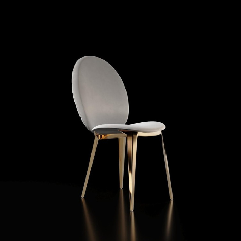 Tiffany Luxury & Modern Titanium Gold Dining Chair by Roberto Grassie