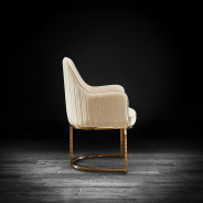 Andria Luxury & Modern Titanium Gold Dining Chair beige Velvet by Roberto Grassie