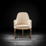 Andria Luxury & Modern Titanium Gold Dining Chair beige Velvet by Roberto Grassie