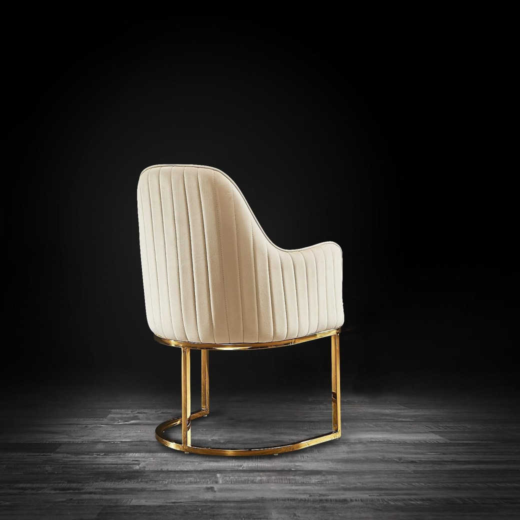 Andria Luxury & Modern Titanium Gold Dining Chair beige Velvet by Roberto Grassie