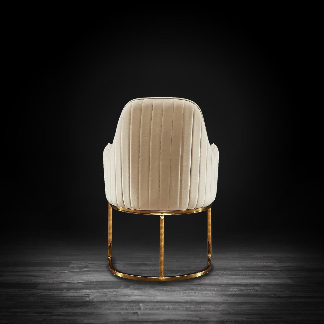 Andria Luxury & Modern Titanium Gold Dining Chair beige Velvet by Roberto Grassie