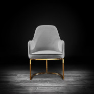 Andria Luxury & Modern Titanium Gold Dining Chair Gray Velvet by Roberto Grassie