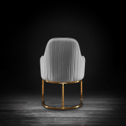 Andria Luxury & Modern Titanium Gold Dining Chair Gray Velvet by Roberto Grassie