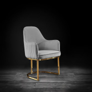 Andria Luxury & Modern Titanium Gold Dining Chair Gray Velvet by Roberto Grassie