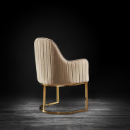 Andria Luxury & Modern Titanium Gold Dining Chair Taupe Velvet by Roberto Grassie