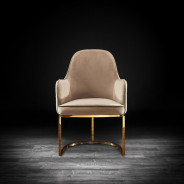 Andria Luxury & Modern Titanium Gold Dining Chair Taupe Velvet by Roberto Grassie