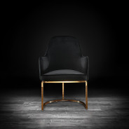 Andria Luxury & Modern Titanium Gold Dining Chair Black Velvet by Roberto Grassie
