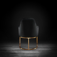 Andria Luxury & Modern Titanium Gold Dining Chair Black Velvet by Roberto Grassie