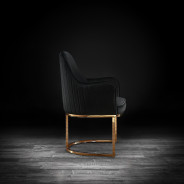 Andria Luxury & Modern Titanium Gold Dining Chair Black Velvet by Roberto Grassie