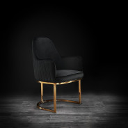Andria Luxury & Modern Titanium Gold Dining Chair Black Velvet by Roberto Grassie