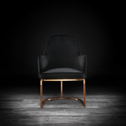 Andria Luxury & Modern Rose Gold Dining Chair Black Velvet by Roberto Grassie