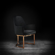 Andria Luxury & Modern Rose Gold Dining Chair Black Velvet by Roberto Grassie