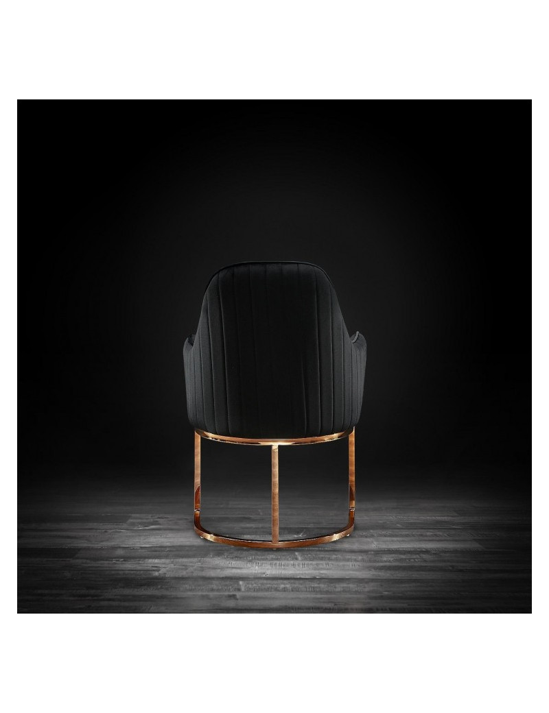 Andria Luxury & Modern Rose Gold Dining Chair Black Velvet by Roberto Grassie