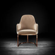 Andria Luxury & Modern Titanium Gold Dining Chair Taupe Velvet by Roberto Grassie