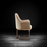 Andria Luxury & Modern Titanium Gold Dining Chair Taupe Velvet by Roberto Grassie