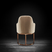 Andria Luxury & Modern Titanium Gold Dining Chair Taupe Velvet by Roberto Grassie