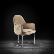 Andria Luxury & Modern Silver Dining Chair Raupe Velvet by Roberto Grassie