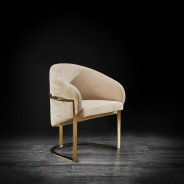 Florence Luxury & Modern Titanium Champagne Gold Dining Chair Beige Velvet by Roberto Grassie