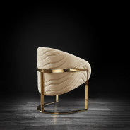 Florence Luxury & Modern Titanium Champagne Gold Dining Chair Beige Velvet by Roberto Grassie