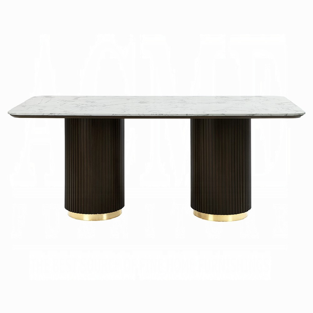 DN03940 7PC Dining set with marble Top Clayten Collection Mid-Century Style by Acme Furniture
