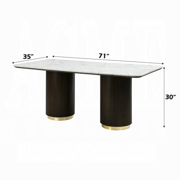 DN03940 7PC Dining set with marble Top Clayten Collection Mid-Century Style by Acme Furniture