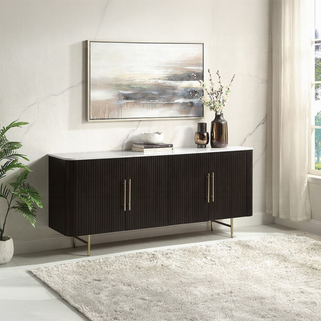 DN03940 7PC Dining set with marble Top Clayten Collection Mid-Century Style by Acme Furniture