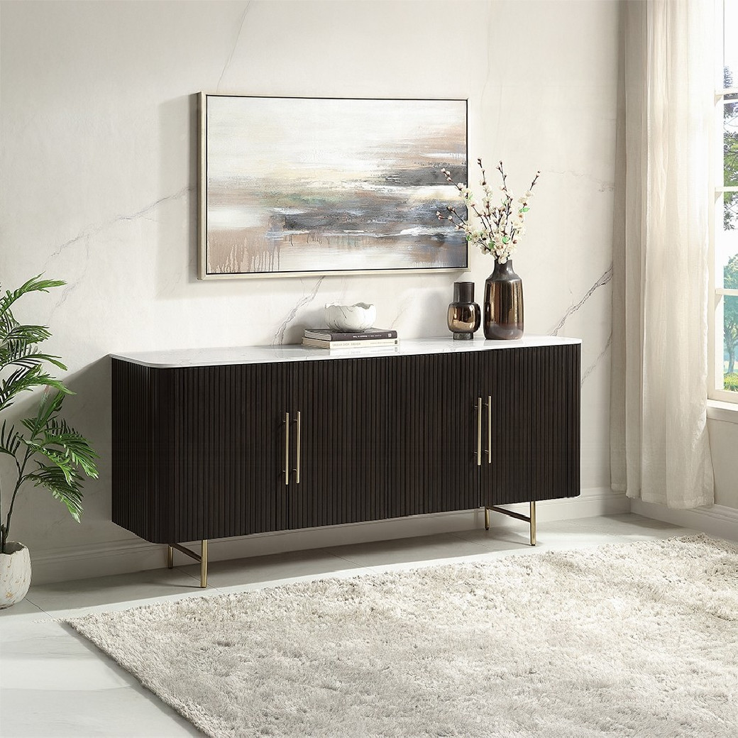 DN03940 7PC Dining set with marble Top Clayten Collection Mid-Century Style by Acme Furniture