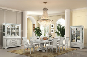 FM31000WH-T 7PC Dining Set Traditional Style Creamy White Finish Stella Mia Collection By Furniture of America