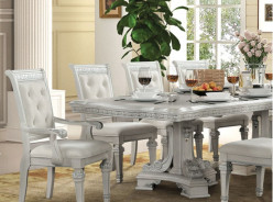 FM31000WH-T 7PC Dining Set Traditional Style Creamy White Finish Stella Mia Collection By Furniture of America