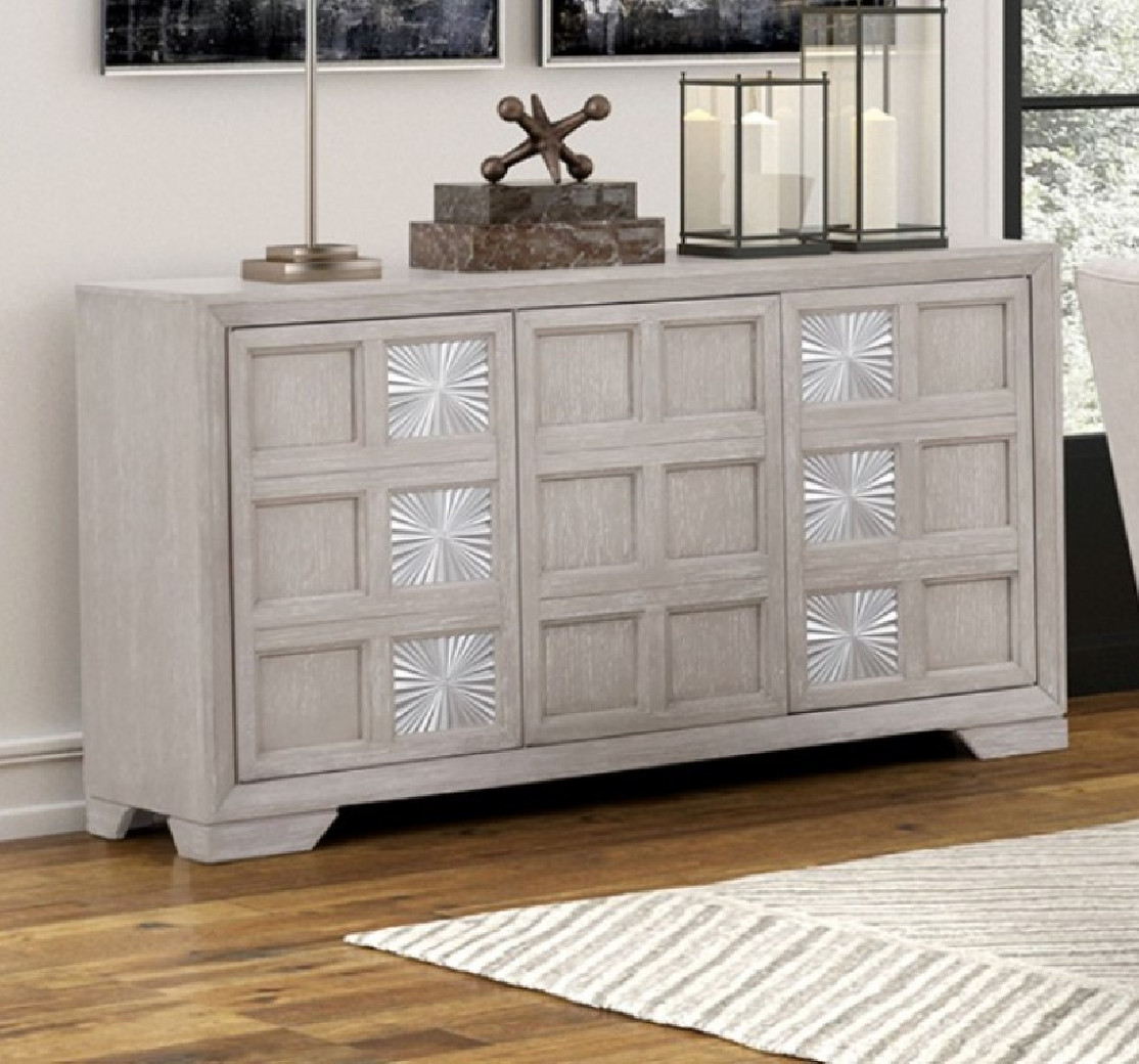 FM3368GY-T 7PC Dining set Transitional Style Light Gray Finish Argenthart Collection By Furniture of America