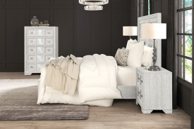 FM7368GY 5PC Queen Bedroom Set Transitional Style LIght Gray Finish Argenthart Collection By Furniture of America