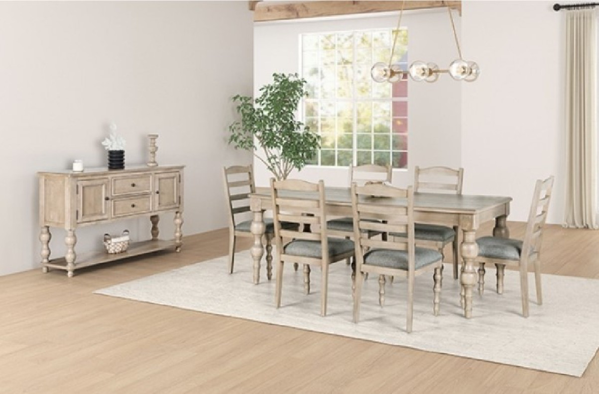 FM39000AK-T 7PC Dining set Light White Wash Finish Chesapeake Collection by Furniture of America