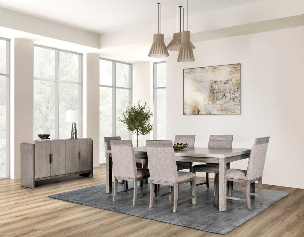 FM3597GY-T 7PC Dining set Transitional Style Gray/Stone Finish Gristalt Collection By Furniture of America