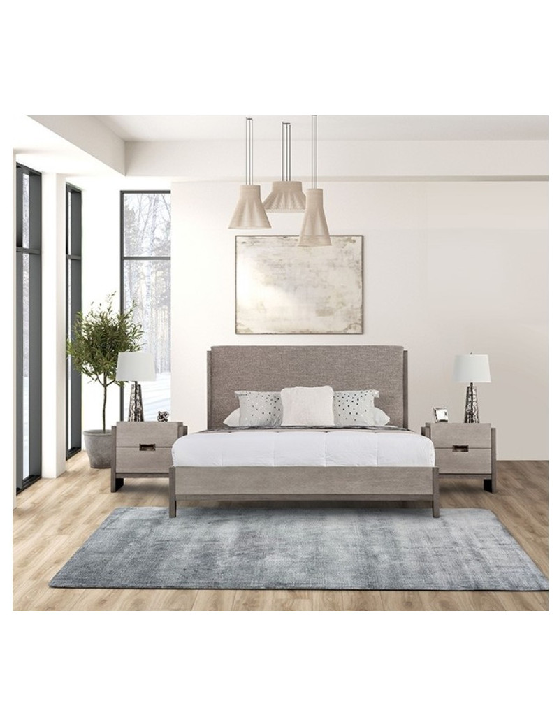 FM7597GY 5PC Queen Bedroom Set Stone Gray Finish Grimsby Transitional Collection by Furniture of America