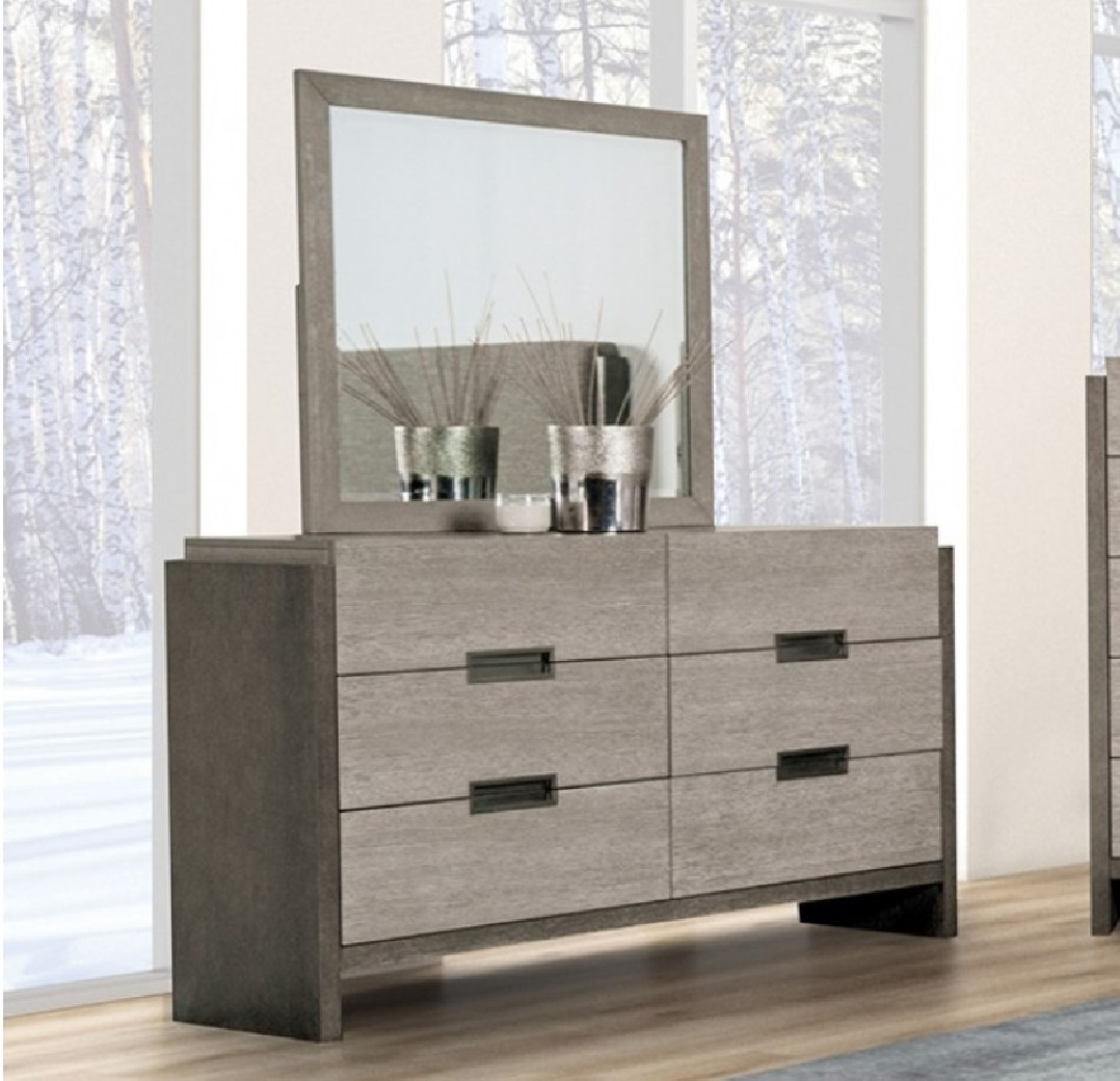 FM7597GY 5PC Queen Bedroom Set Stone Gray Finish Grimsby Transitional Collection by Furniture of America