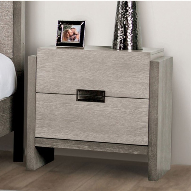 FM7597GY 5PC Queen Bedroom Set Stone Gray Finish Grimsby Transitional Collection by Furniture of America