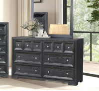 FM79011BK 5PC Queen Bedroom Set Modern Classic Style Weathered Black Finish Hatton Cross Collection by Furniture of America
