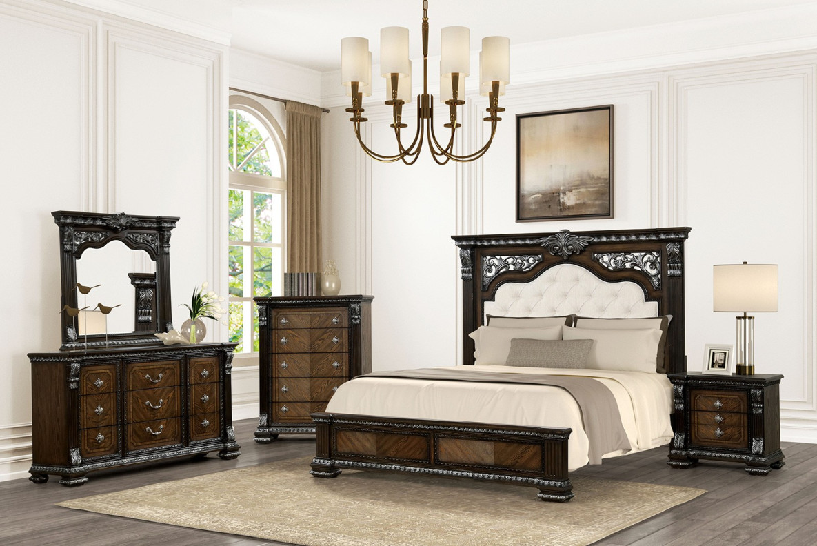 FM70002DB 5PC Queen Bedroom Set Traditional Style Promenade Collection by Furniture of America