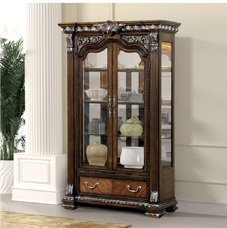FM31002DB-CR Curio Cabinet Traditional Style Promenade Collection by Furniture of America