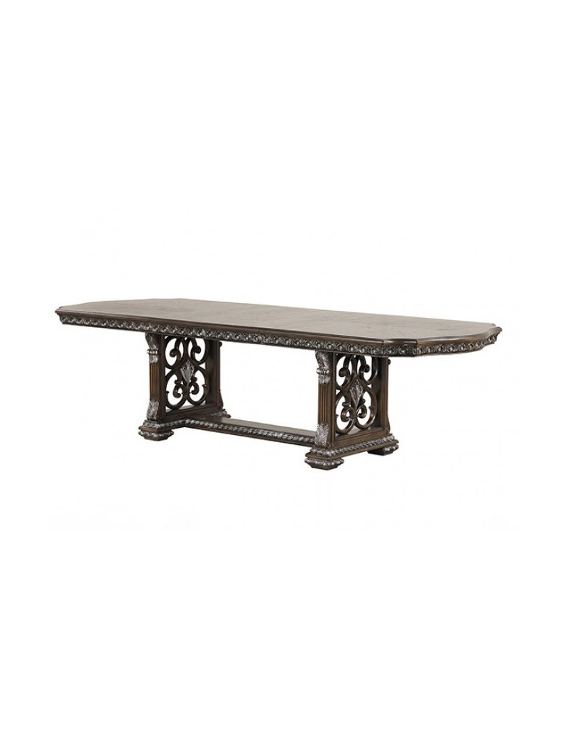 FM31002DB 7PC Dining set Double Pedestal Dark Brown Finish Promenade Collection By Furniture of America