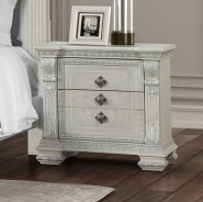 FM70001WH 5PC Queen Bedroom Set Traditional Style Brushed White Promenade Collection by Furniture of America