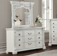 FM70001WH 5PC Queen Bedroom Set Traditional Style Brushed White Promenade Collection by Furniture of America