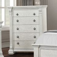 FM70001WH 5PC Queen Bedroom Set Traditional Style Brushed White Promenade Collection by Furniture of America