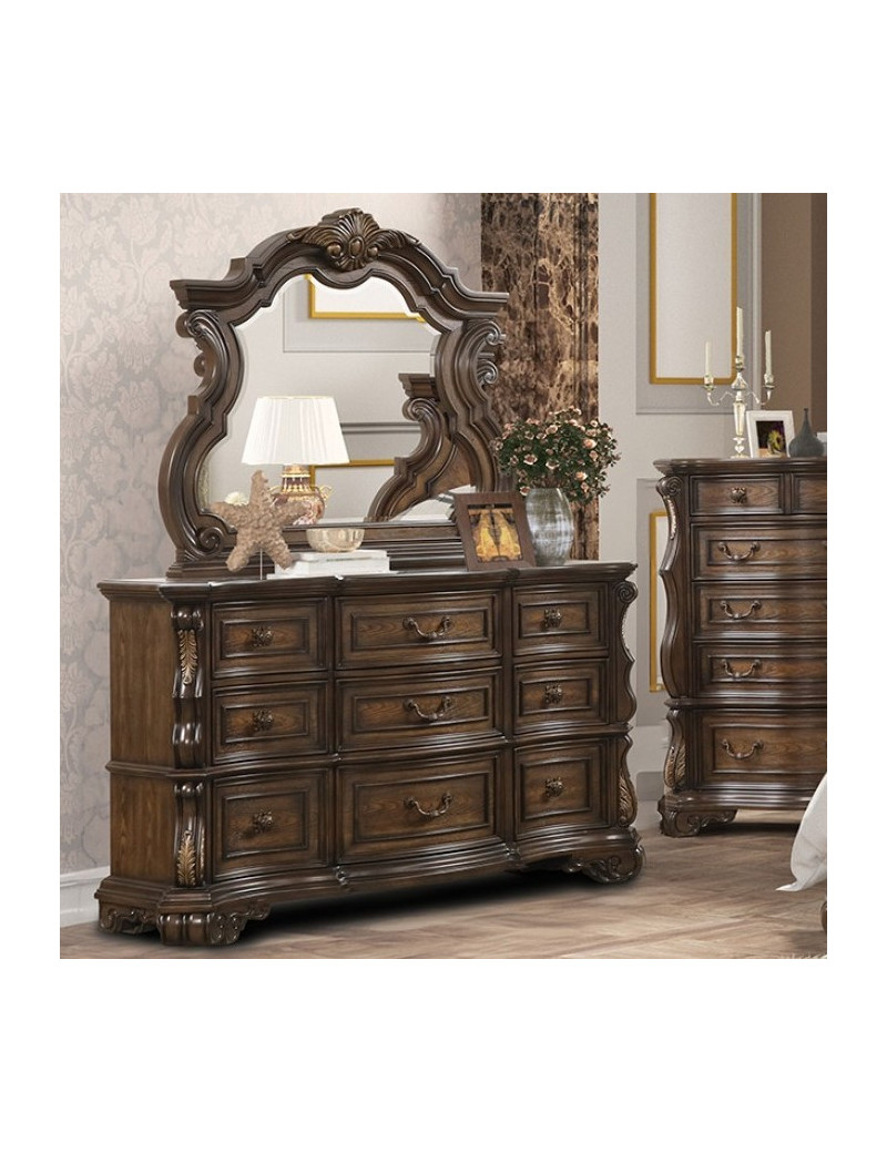 FM70003DB-W 5PC Queen Bedroom Set Traditional Style Dark Brown Leovanni Collection by Furniture of America