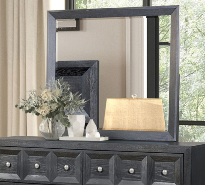 FM79021BK 5PC Queen Bedroom Set Contemporary Style Weathered Black Finish Hatton Cross Collection by Furniture of America