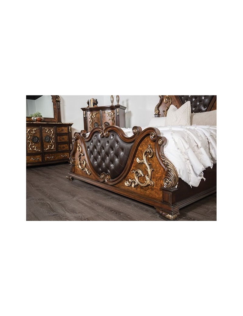 FM7422CH 5PC Queen Bedroom Set Traditional Style Dark Cherry Oak Finish Aquilina Collection by Furniture of America