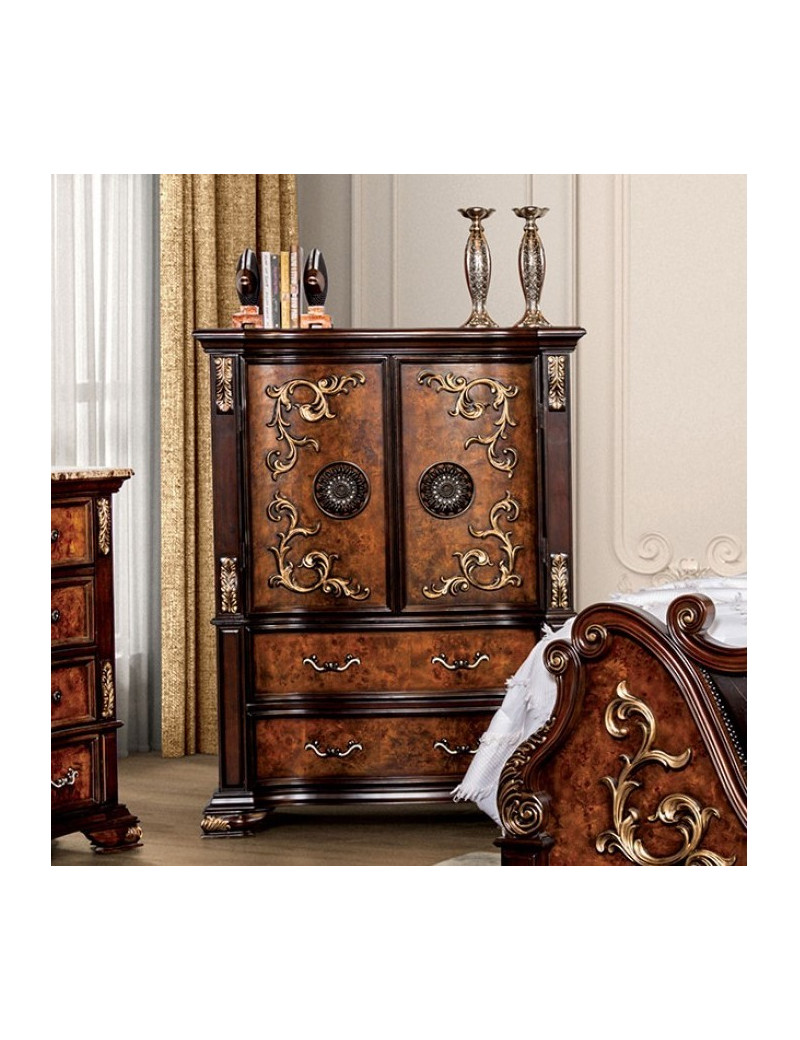 FM7422CH 5PC Queen Bedroom Set Traditional Style Dark Cherry Oak Finish Aquilina Collection by Furniture of America